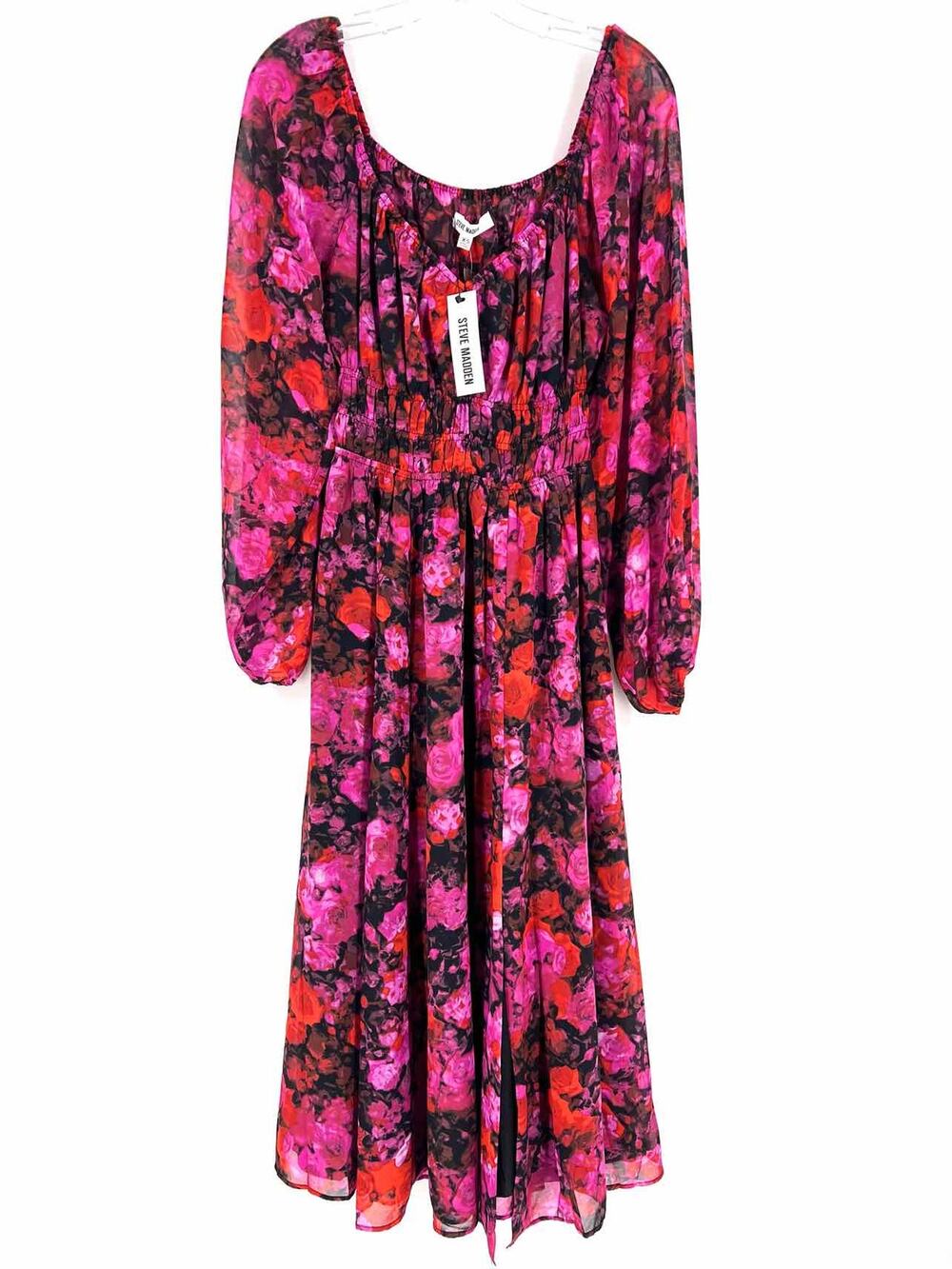Steve Madden Size XS Bk/Pk/Rd Floral Shirred NEW Dresses Dress Maxi